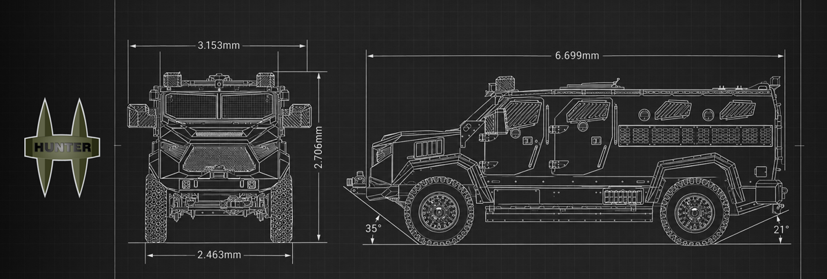 Diagrama de dimensiones Hunter TR-12
